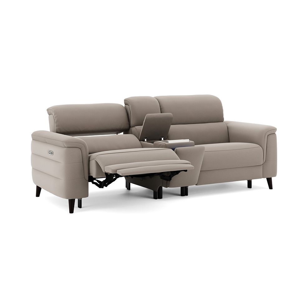 Cassius 2.5 Seater Power Recliner Console Sofa with Smart Screen and Speakers in Bella Latte Fabric 2