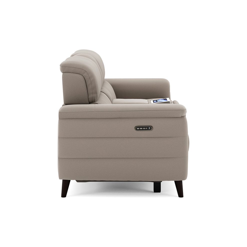 Cassius 2.5 Seater Power Recliner Console Sofa with Smart Screen and Speakers in Bella Latte Fabric 4