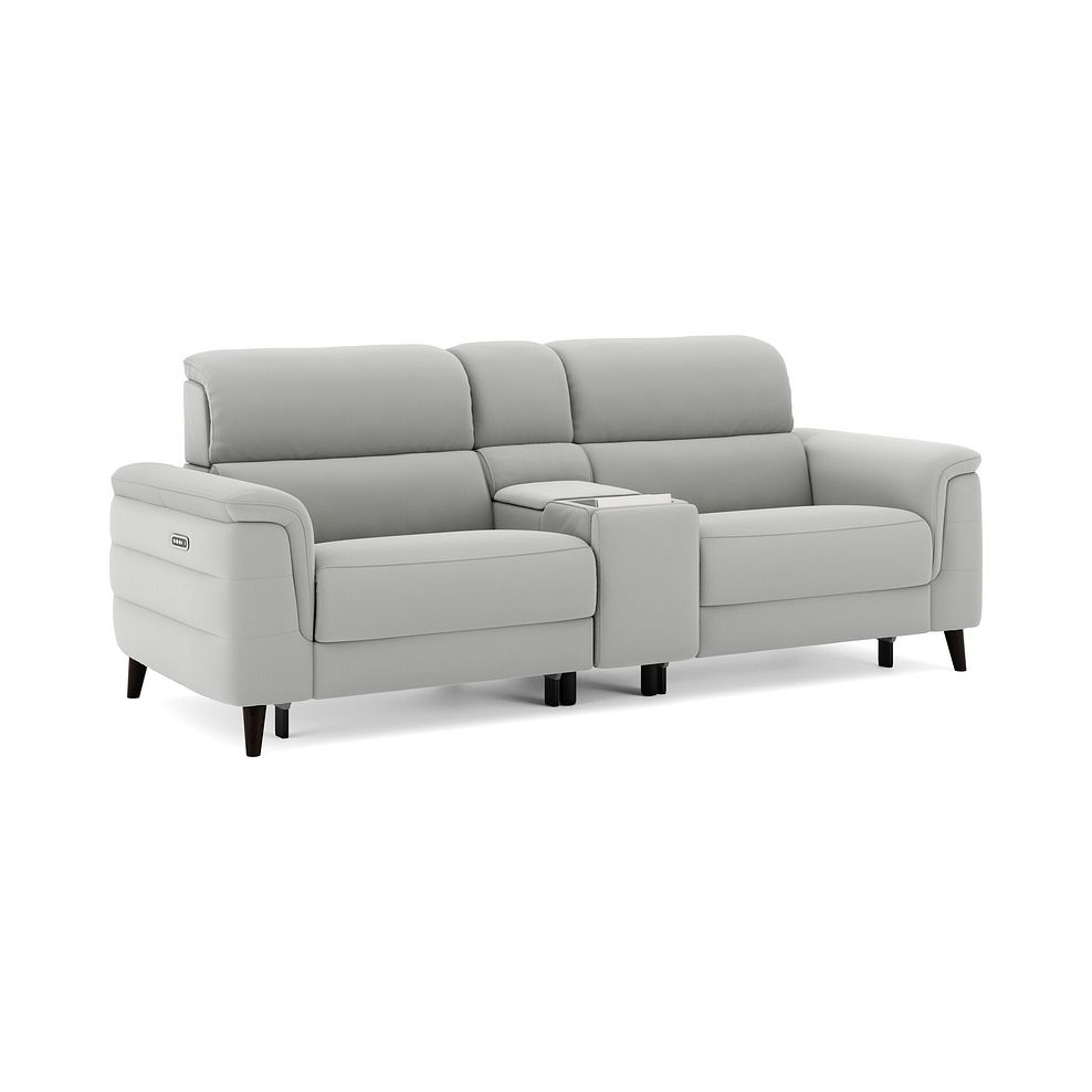 Cassius 2.5 Seater Power Recliner Console Sofa with Smart Screen and Speakers in Bella Lead Grey Fabric 1