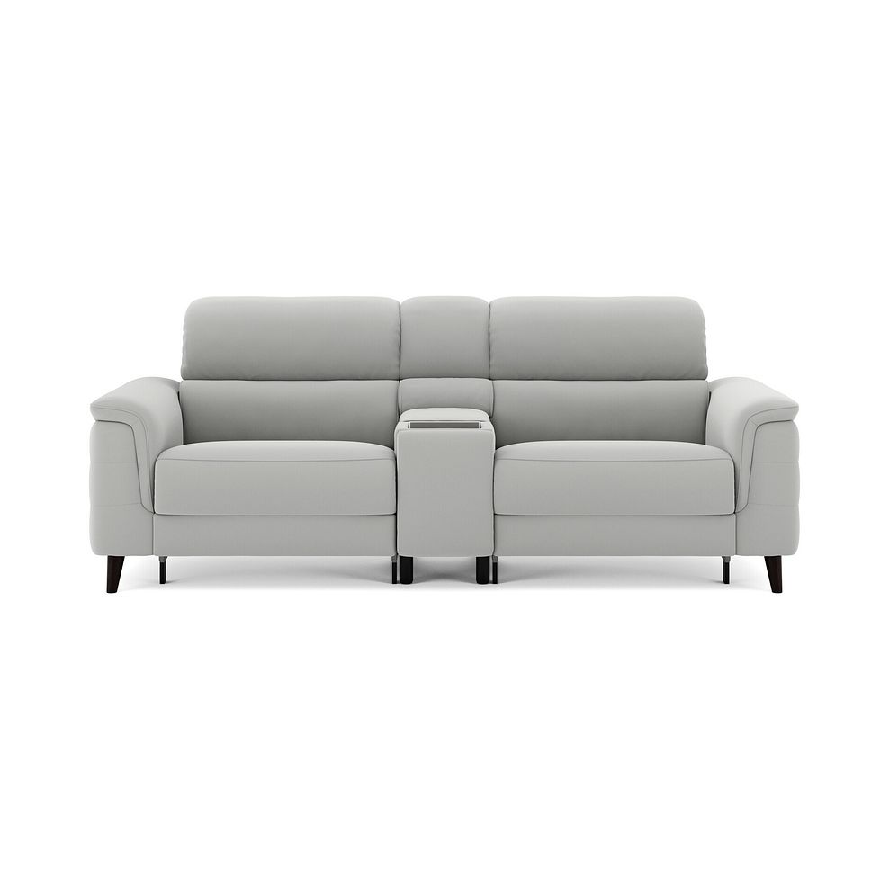 Cassius 2.5 Seater Power Recliner Console Sofa with Smart Screen and Speakers in Bella Lead Grey Fabric 3
