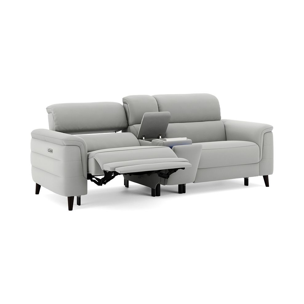 Cassius 2.5 Seater Power Recliner Console Sofa with Smart Screen and Speakers in Bella Lead Grey Fabric 2