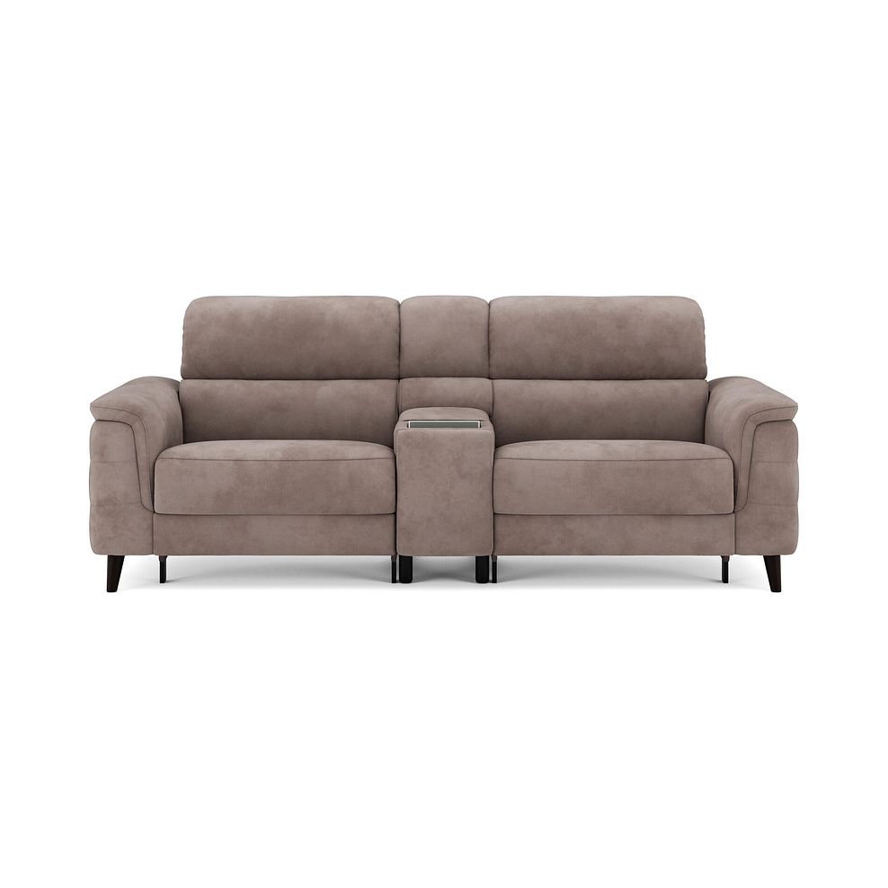 Cassius 2.5 Seater Power Recliner Console Sofa with Smart Screen and Speakers in Dexter Nutmeg Fabric 3