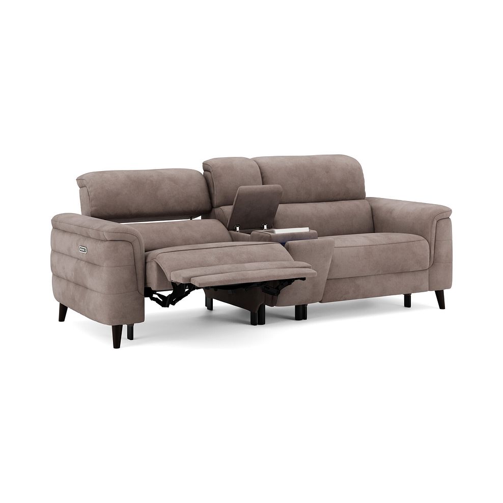 Cassius 2.5 Seater Power Recliner Console Sofa with Smart Screen and Speakers in Dexter Nutmeg Fabric 2