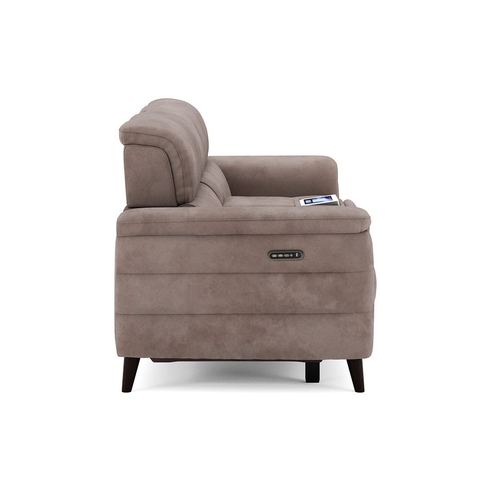 Cassius 2.5 Seater Power Recliner Console Sofa with Smart Screen and Speakers in Dexter Nutmeg Fabric 4