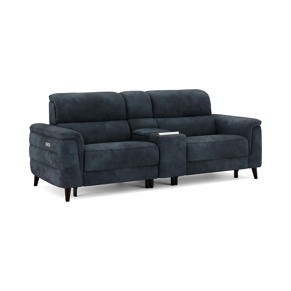 Cassius 2.5 Seater Power Recliner Console Sofa with Smart Screen and Speakers in Dexter Shadow Fabric 1