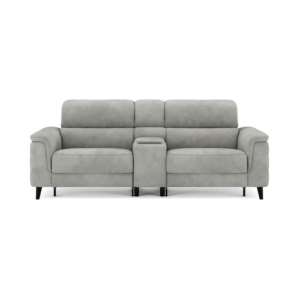 Cassius 2.5 Seater Power Recliner Console Sofa with Smart Screen and Speakers in Dexter Stone Fabric 3