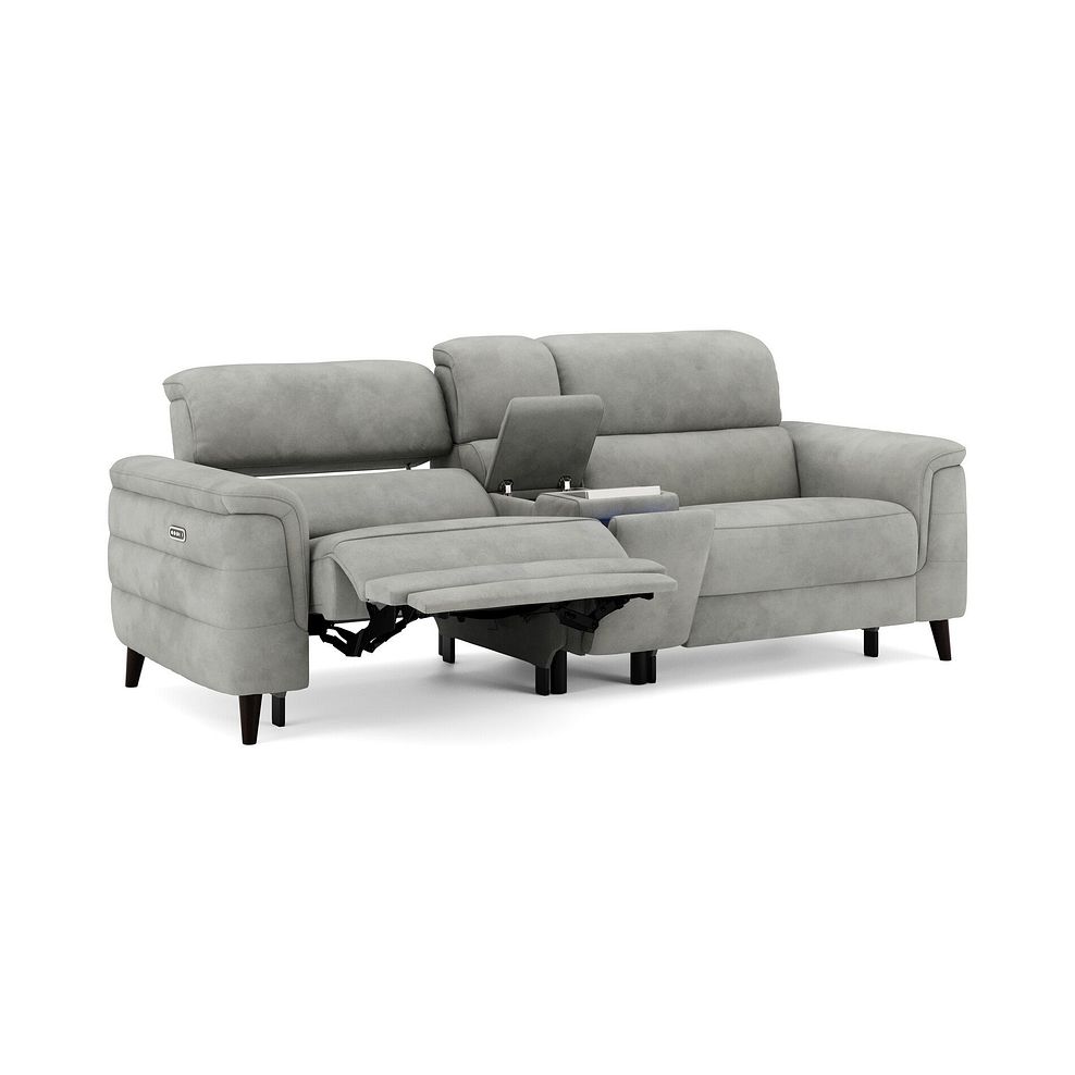 Cassius 2.5 Seater Power Recliner Console Sofa with Smart Screen and Speakers in Dexter Stone Fabric 2