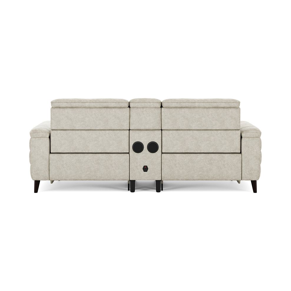 Cassius 2.5 Seater Power Recliner Console Sofa with Smart Screen and Speakers in Marble Cream Fabric 6