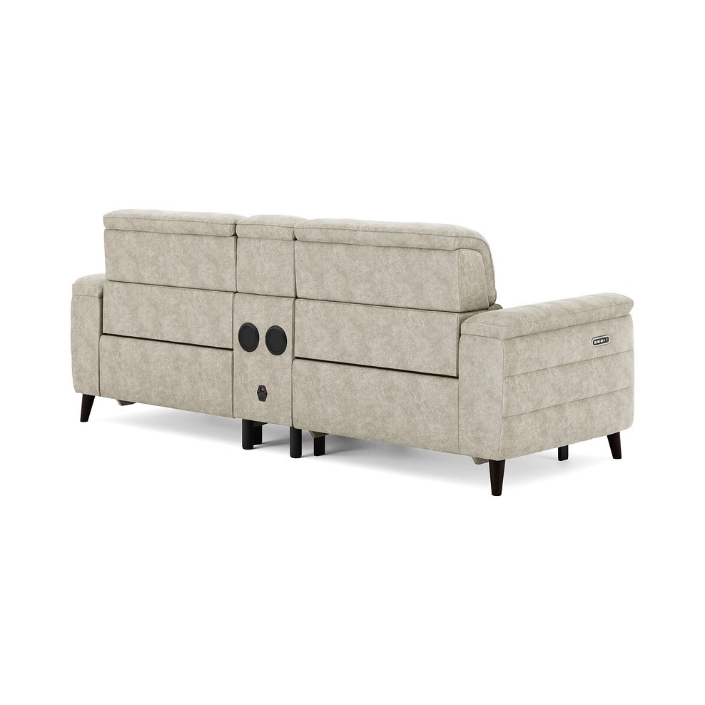 Cassius 2.5 Seater Power Recliner Console Sofa with Smart Screen and Speakers in Marble Cream Fabric 5