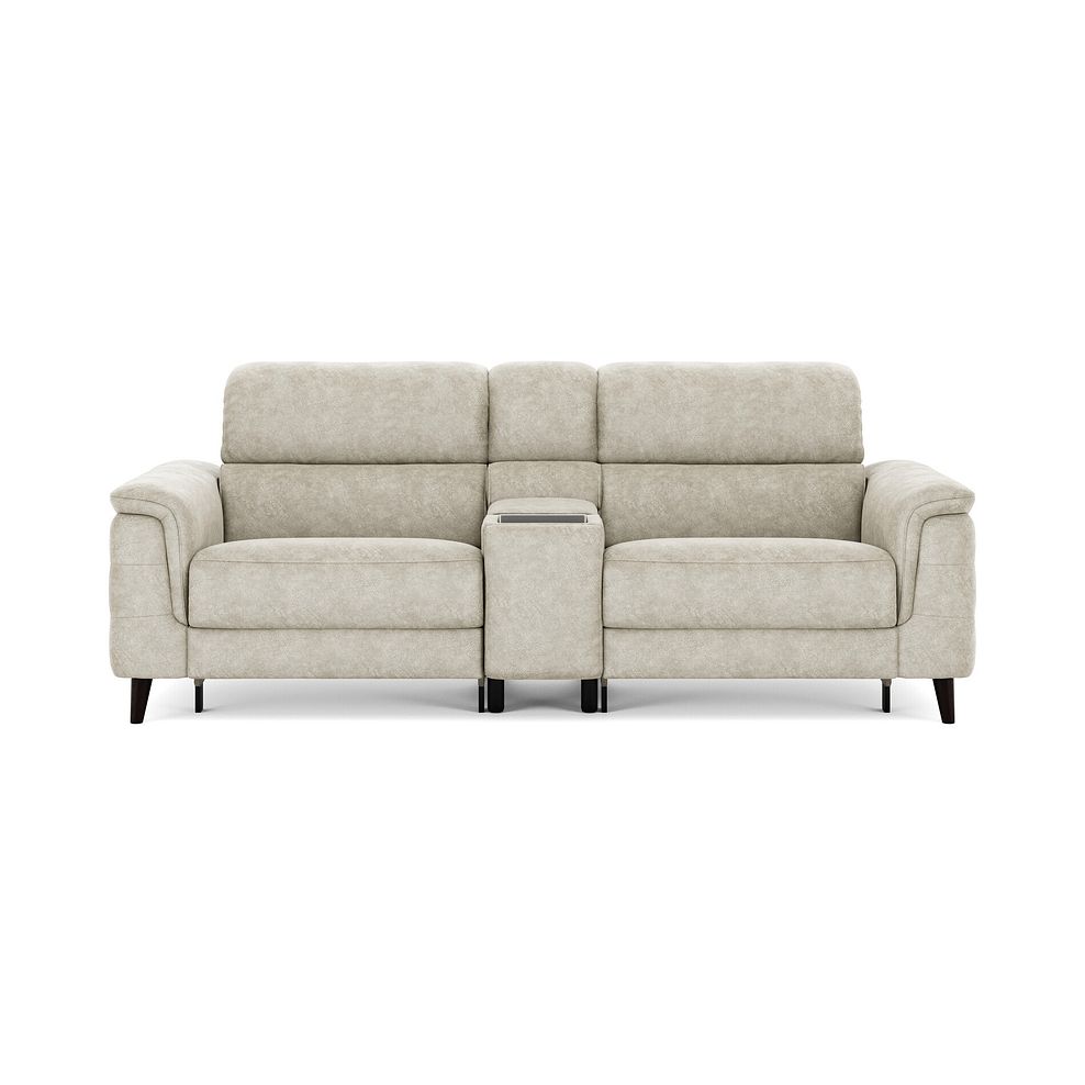 Cassius 2.5 Seater Power Recliner Console Sofa with Smart Screen and Speakers in Marble Cream Fabric 3