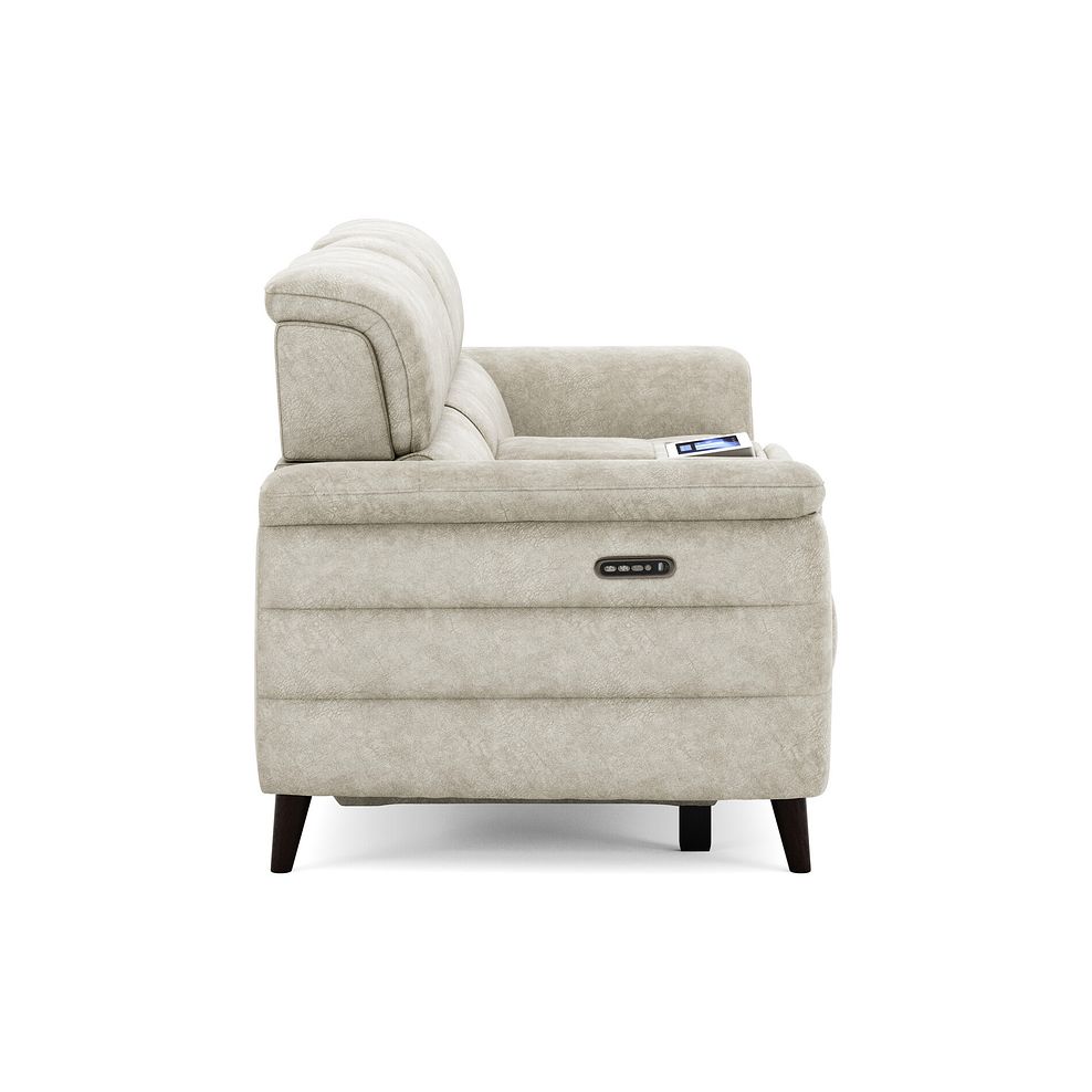 Cassius 2.5 Seater Power Recliner Console Sofa with Smart Screen and Speakers in Marble Cream Fabric 4