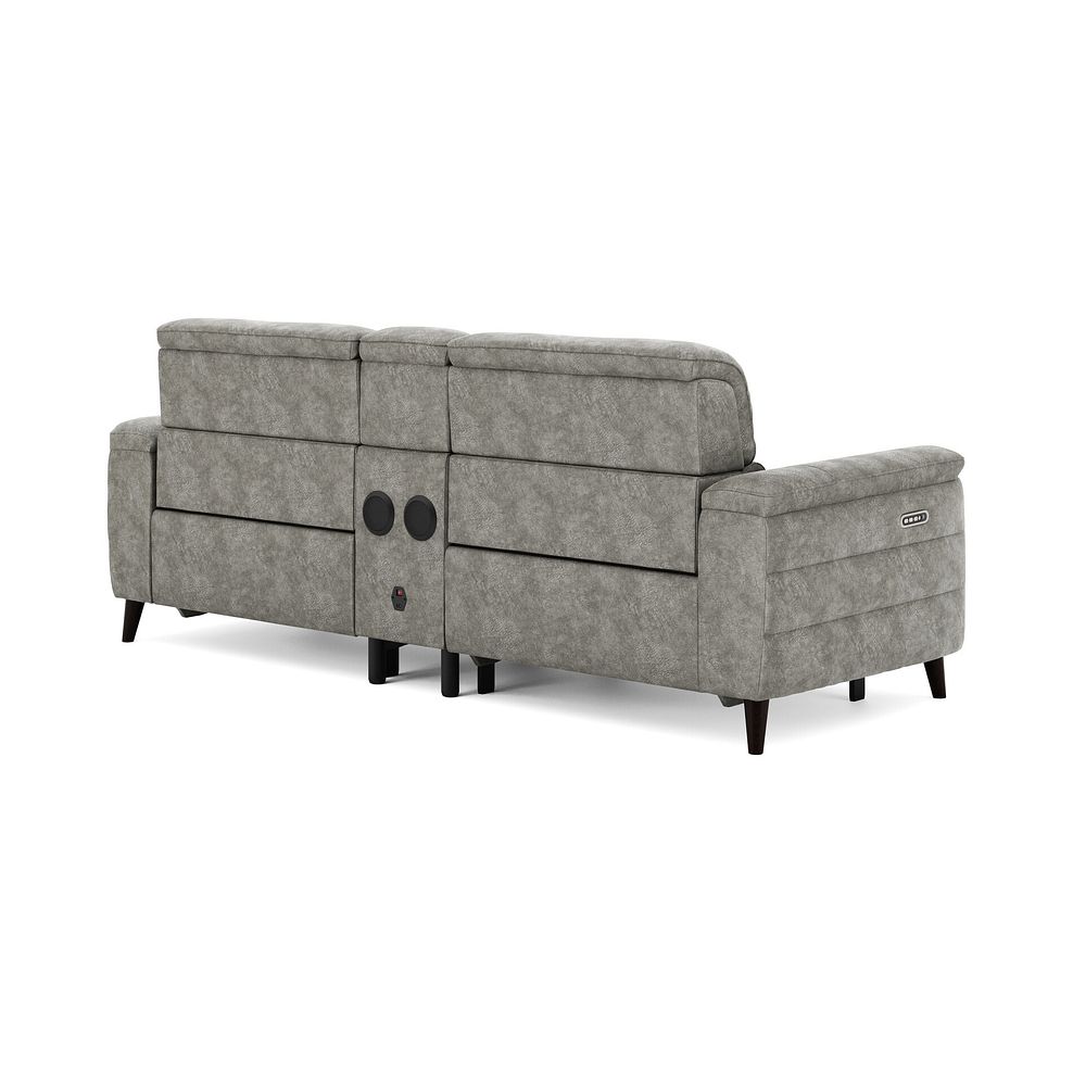 Cassius 2.5 Seater Power Recliner Console Sofa with Smart Screen and Speakers in Marble Mink Fabric 5