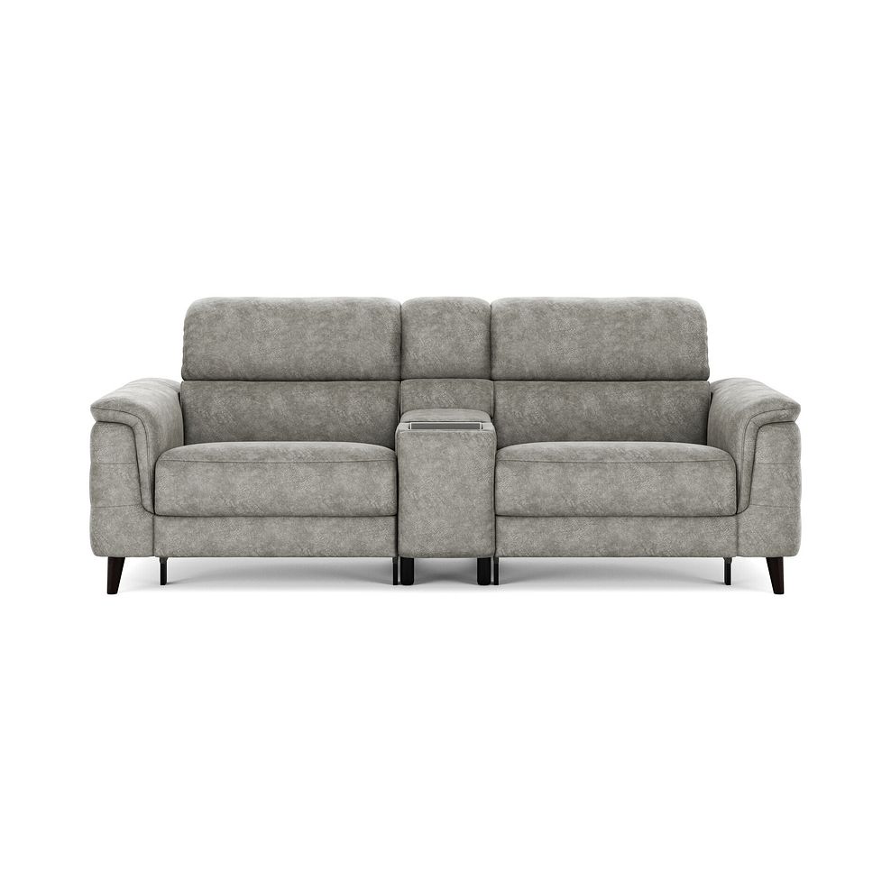 Cassius 2.5 Seater Power Recliner Console Sofa with Smart Screen and Speakers in Marble Mink Fabric 3