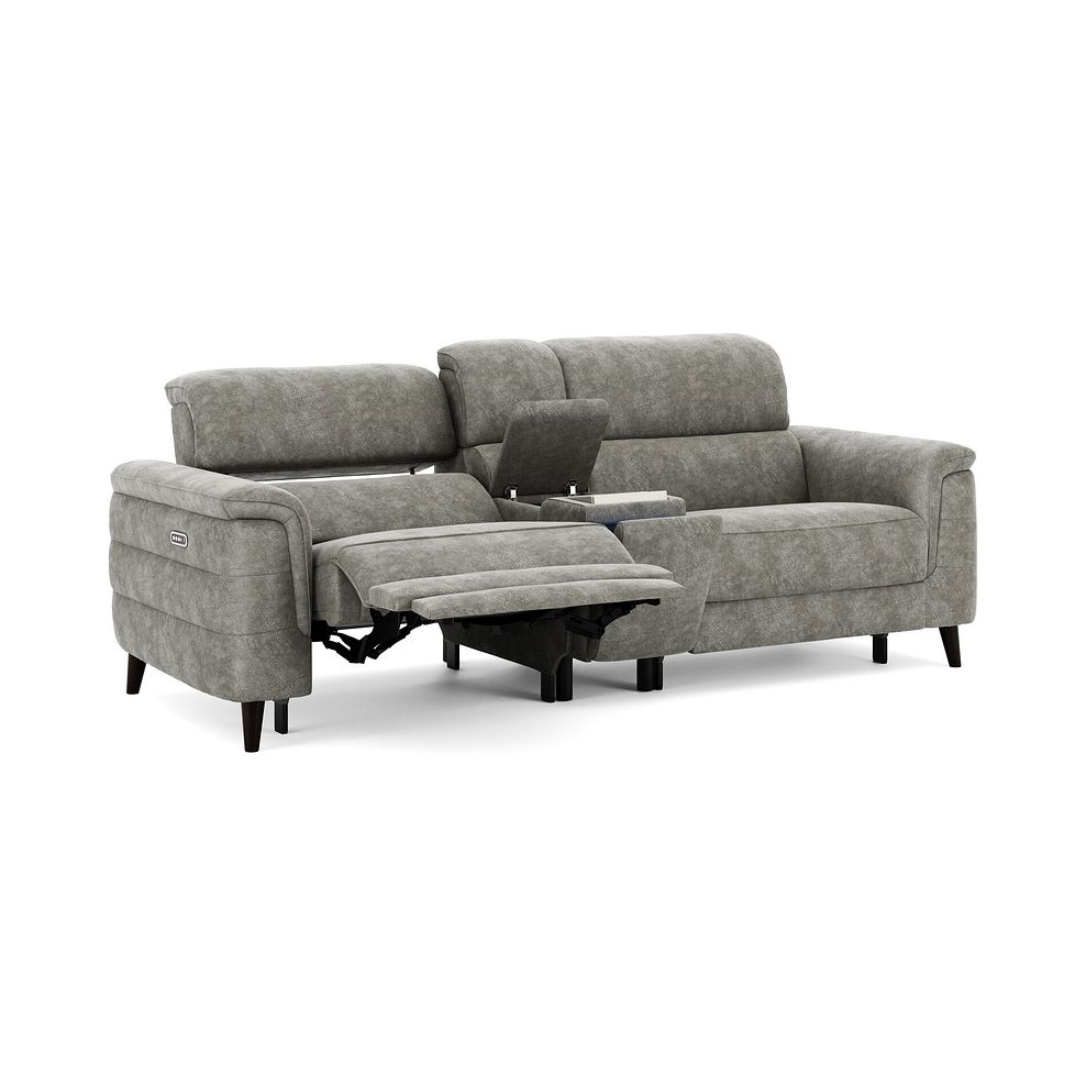 Cassius 2.5 Seater Power Recliner Console Sofa with Smart Screen and Speakers in Marble Mink Fabric 2