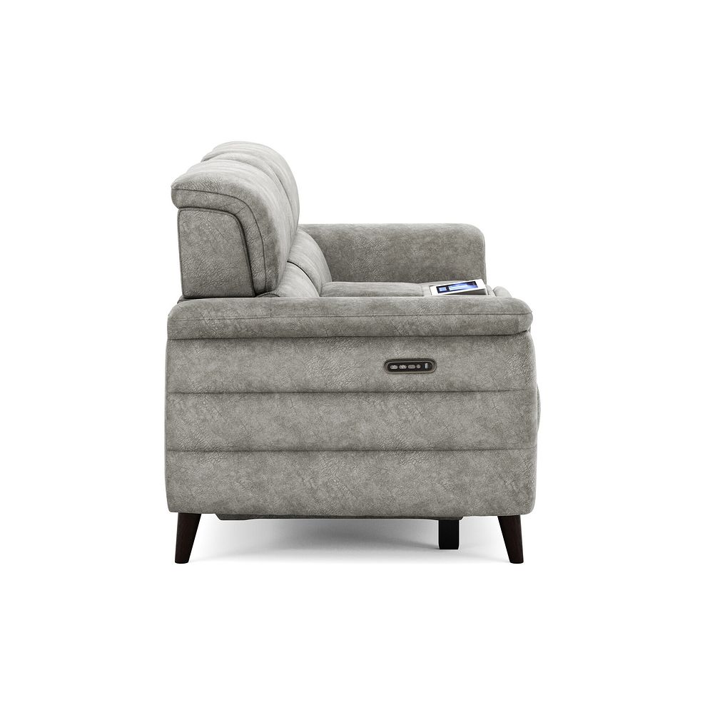 Cassius 2.5 Seater Power Recliner Console Sofa with Smart Screen and Speakers in Marble Mink Fabric 4