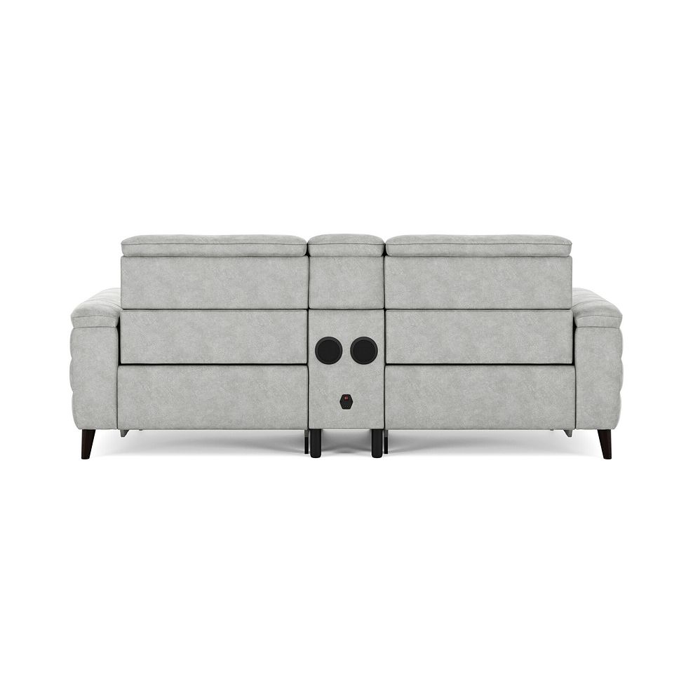 Cassius 2.5 Seater Power Recliner Console Sofa with Smart Screen and Speakers in Marble Silver Fabric 6