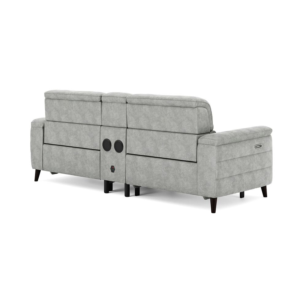 Cassius 2.5 Seater Power Recliner Console Sofa with Smart Screen and Speakers in Marble Silver Fabric 5