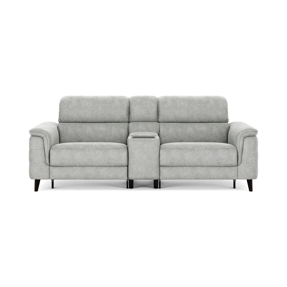 Cassius 2.5 Seater Power Recliner Console Sofa with Smart Screen and Speakers in Marble Silver Fabric 3