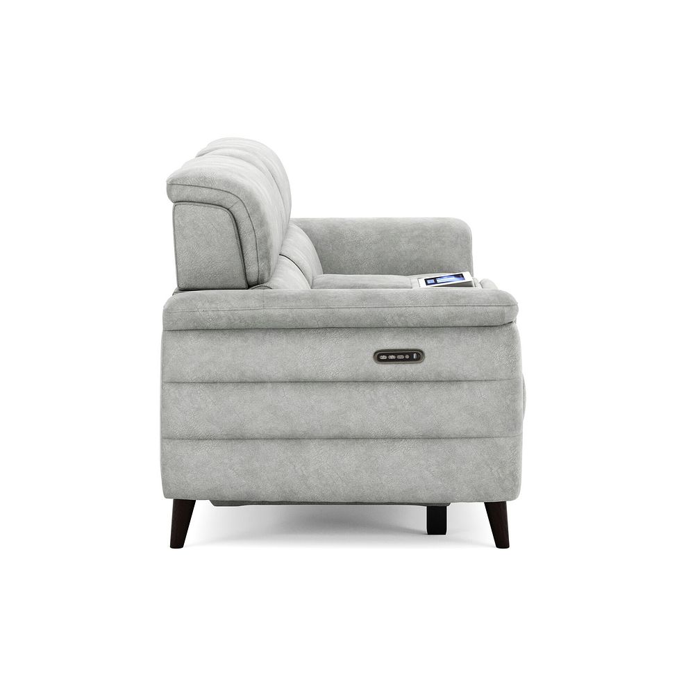 Cassius 2.5 Seater Power Recliner Console Sofa with Smart Screen and Speakers in Marble Silver Fabric 4