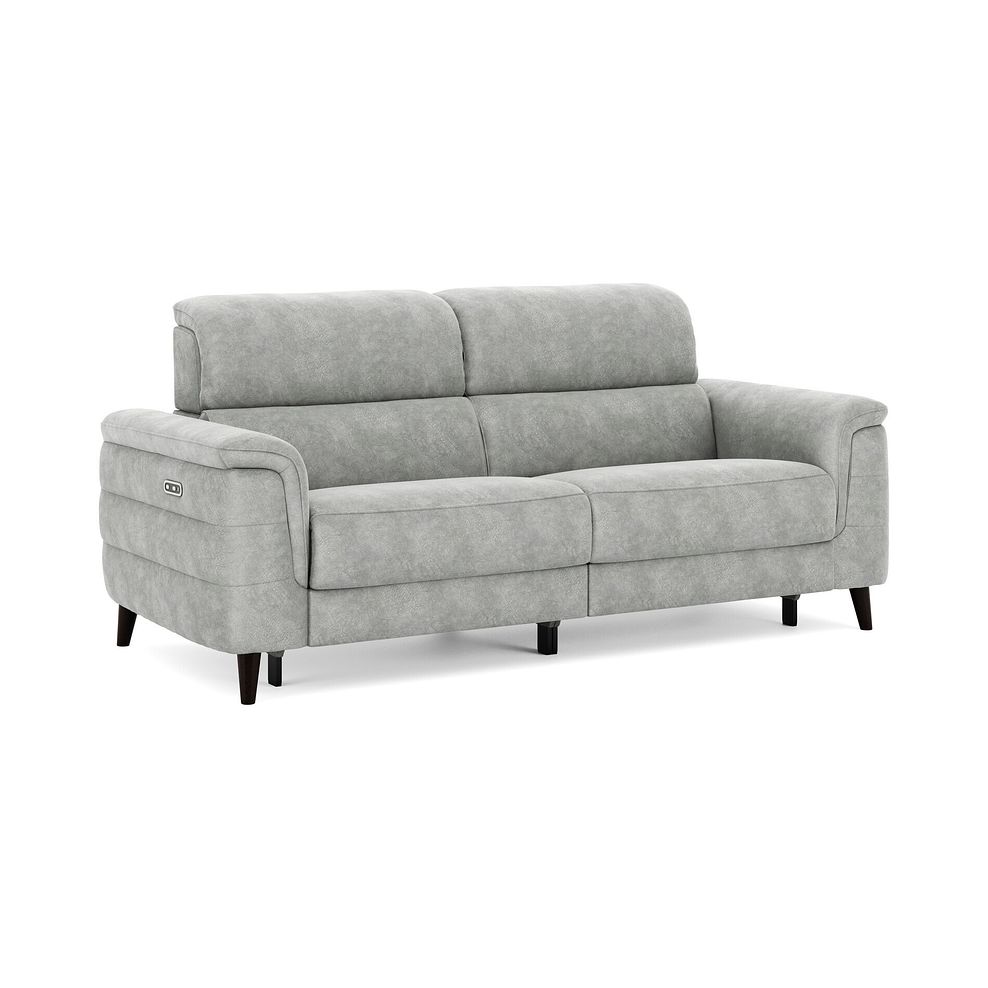 Cassius 3 Seater Power Recliner Sofa in Marble Silver Fabric 1