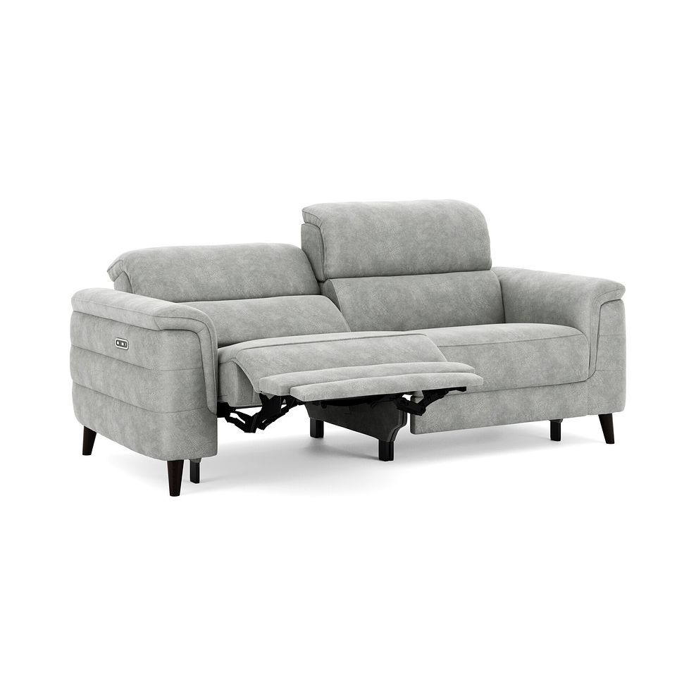 Cassius 3 Seater Power Recliner Sofa in Marble Silver Fabric 2