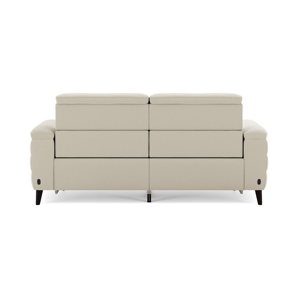 Cassius 3 Seater Power Recliner Sofa with Adjustable Power Headrests and Speakers in Bella Barley White Fabric 6