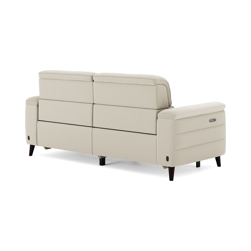 Cassius 3 Seater Power Recliner Sofa with Adjustable Power Headrests and Speakers in Bella Barley White Fabric 5