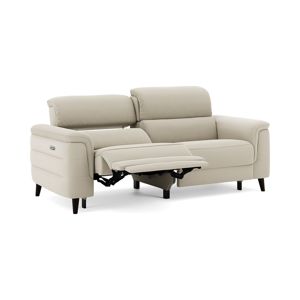 Cassius 3 Seater Power Recliner Sofa with Adjustable Power Headrests and Speakers in Bella Barley White Fabric 2