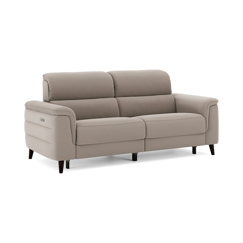 Cassius 3 Seater Power Recliner Sofa with Adjustable Power Headrests and Speakers in Bella Latte Fabric 1