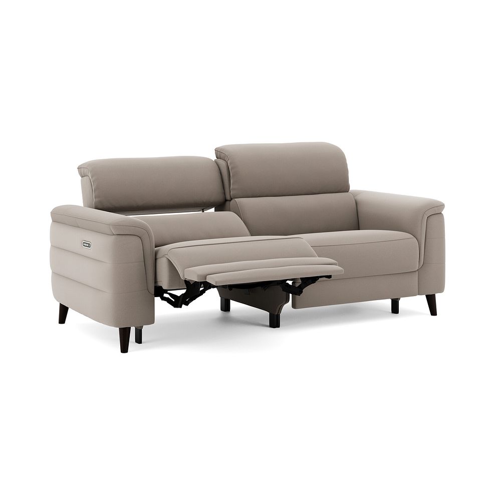 Cassius 3 Seater Power Recliner Sofa with Adjustable Power Headrests and Speakers in Bella Latte Fabric 2
