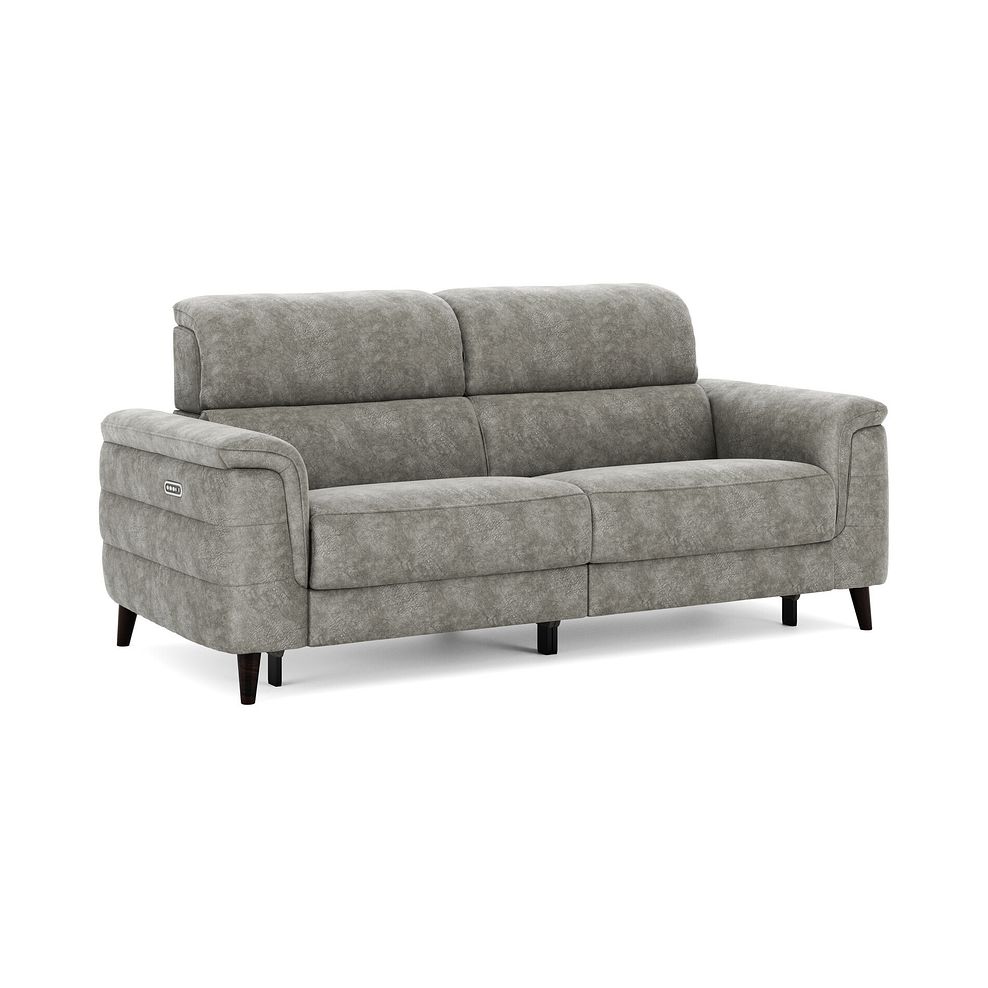 Cassius 3 Seater Power Recliner Sofa with Adjustable Power Headrests and Speakers in Marble Mink Fabric 1