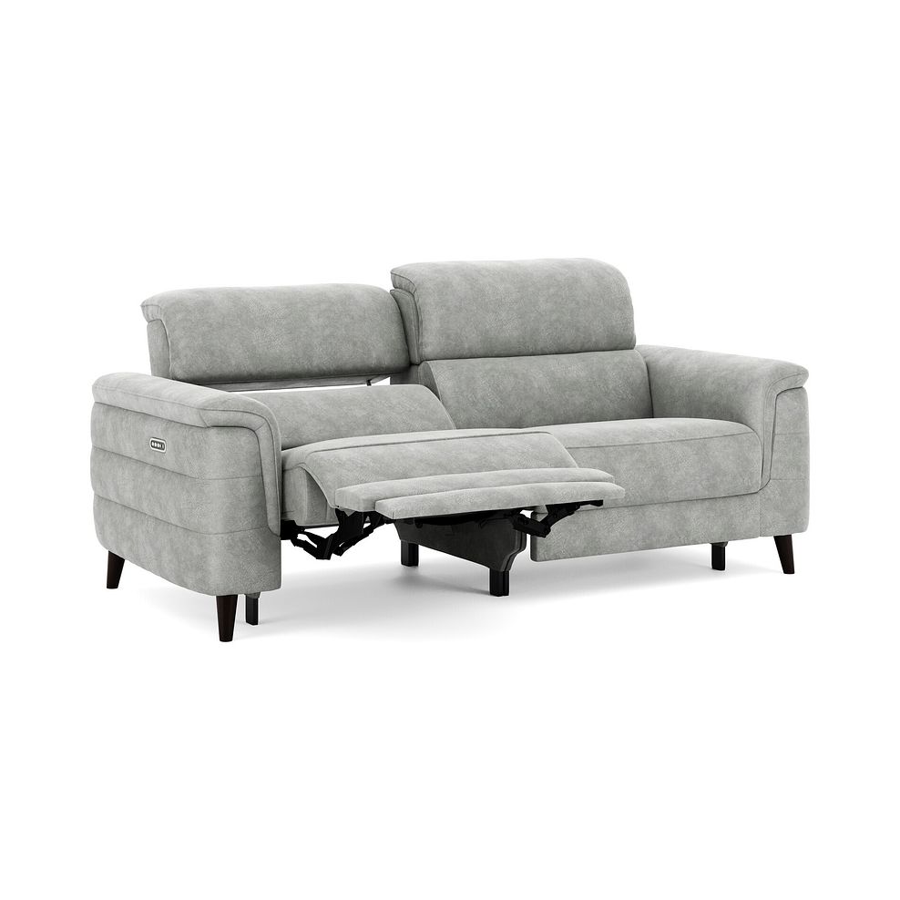 Cassius 3 Seater Power Recliner Sofa with Adjustable Power Headrests and Speakers in Marble Silver Fabric 2