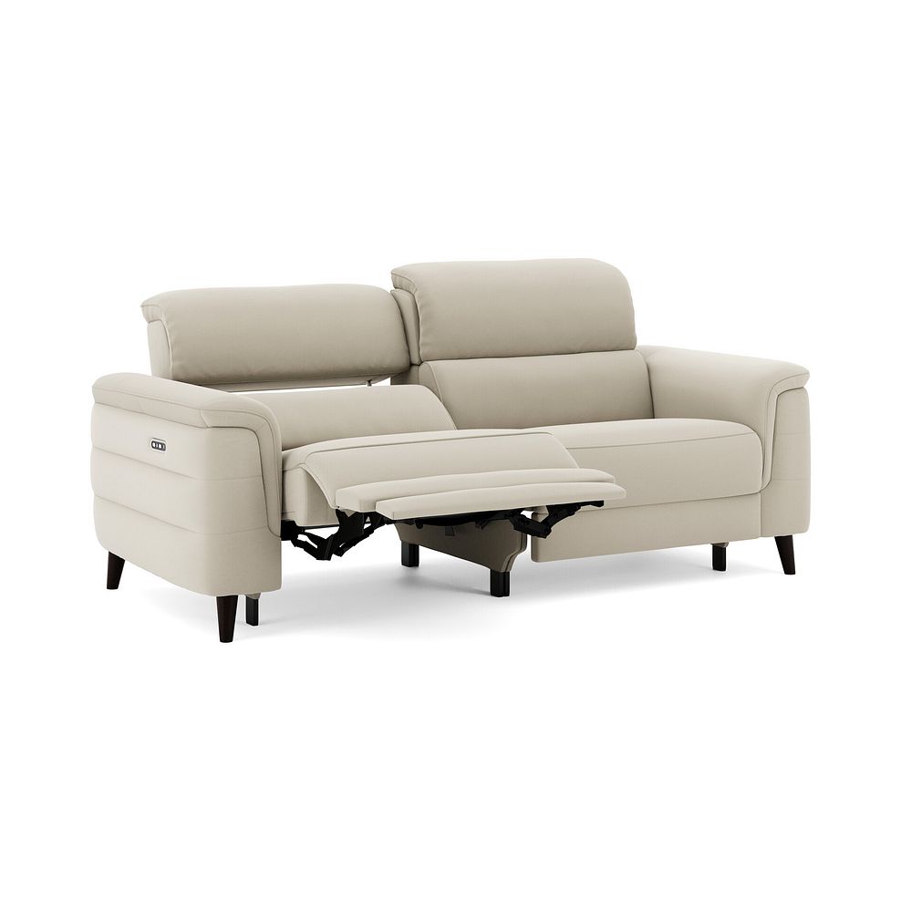 Cassius 3 Seater Power Recliner Sofa with Adjustable Power Headrests in Bella Barley White Fabric 2