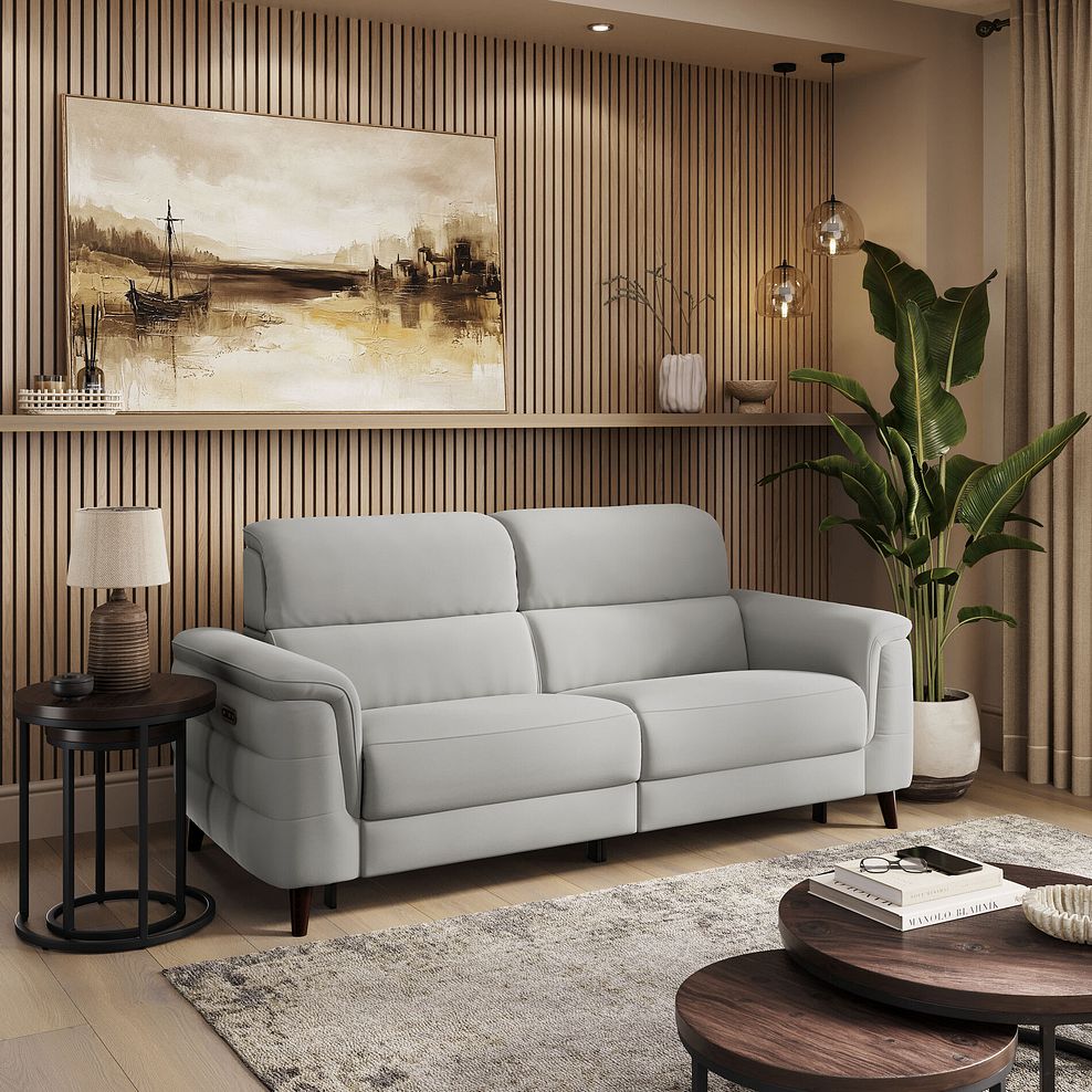 Cassius 3 Seater Power Recliner Sofa with Adjustable Power Headrests in Bella Lead Grey Fabric 1
