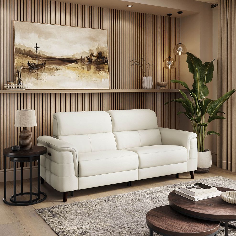Cassius 3 Seater Power Recliner Sofa with Adjustable Power Headrests in Bone China Leather 1