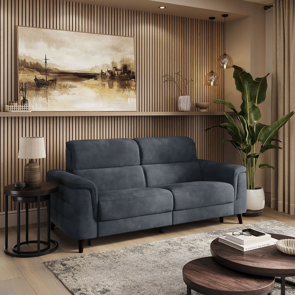 Cassius 3 Seater Power Recliner Sofa with Adjustable Power Headrests in Dexter Shadow Fabric 1