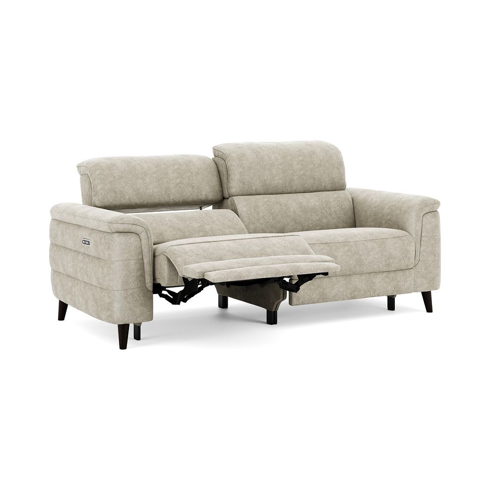 Cassius 3 Seater Power Recliner Sofa with Adjustable Power Headrests in Marble Cream Fabric 2