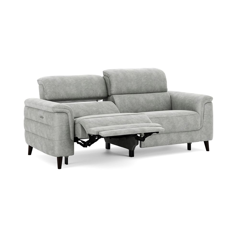 Cassius 3 Seater Power Recliner Sofa with Adjustable Power Headrests in Marble Silver Fabric 2