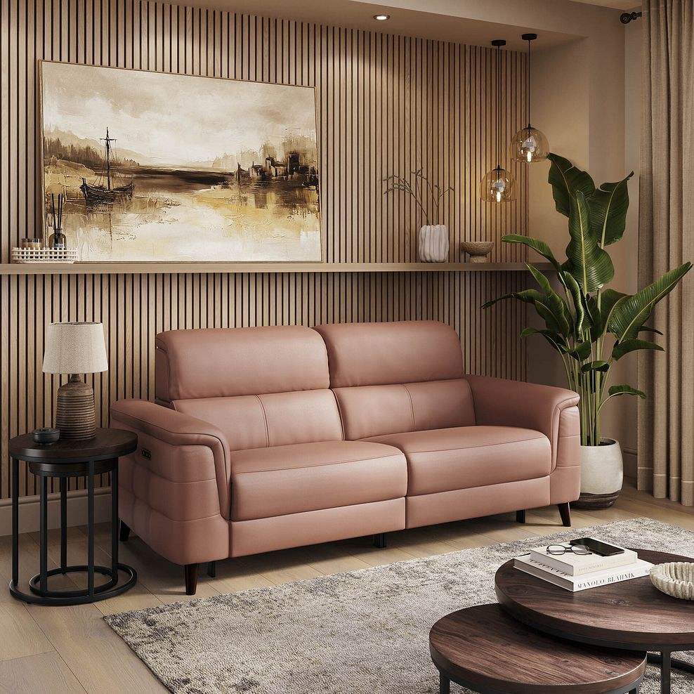 Cassius 3 Seater Power Recliner Sofa with Adjustable Power Headrests in Mocha Mousse Leather 1