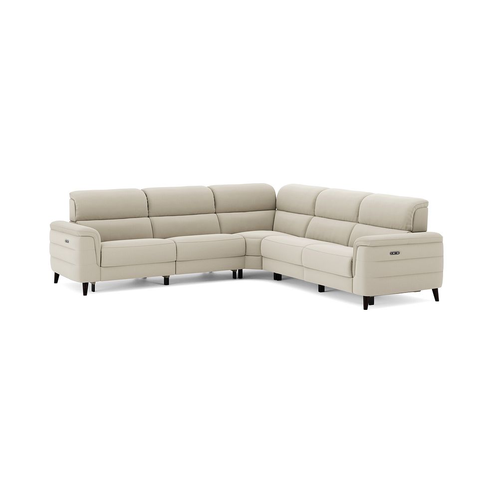 Cassius Large Corner Electric Recliner Sofa in Bella Barley White Fabric 2