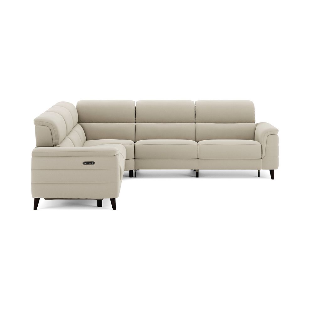 Cassius Large Corner Electric Recliner Sofa in Bella Barley White Fabric 5