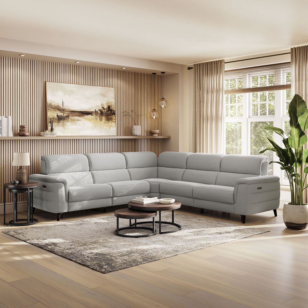 Cassius Large Corner Electric Recliner Sofa in Bella Lead Grey Fabric 1