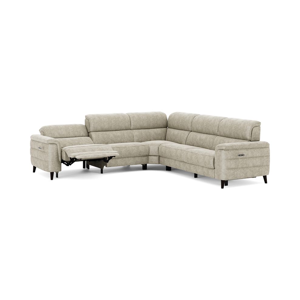 Cassius Large Corner Electric Recliner Sofa in Marble Cream Fabric 3