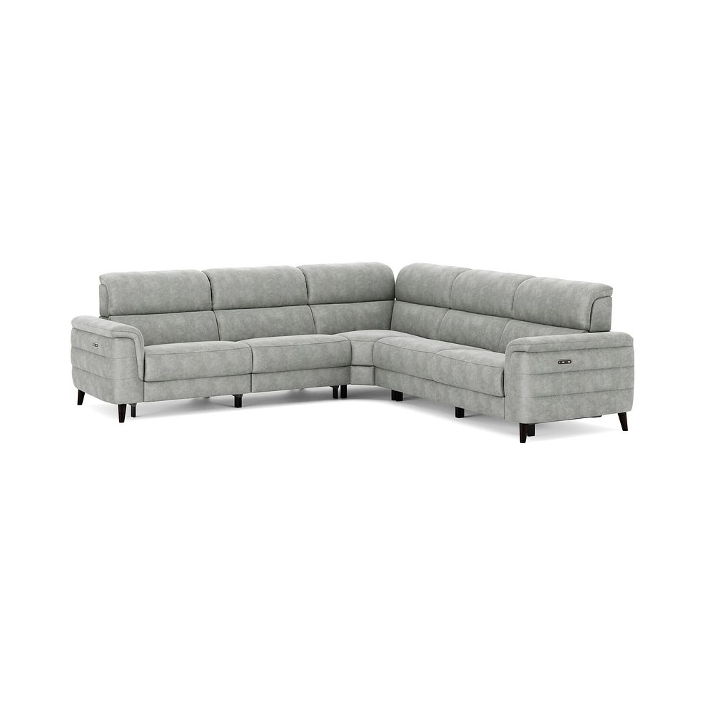 Cassius Large Corner Electric Recliner Sofa in Marble Silver Fabric 2