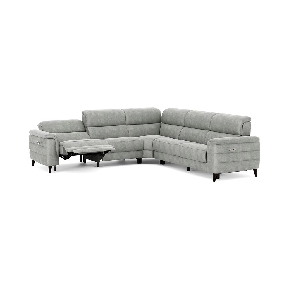 Cassius Large Corner Electric Recliner Sofa in Marble Silver Fabric 3