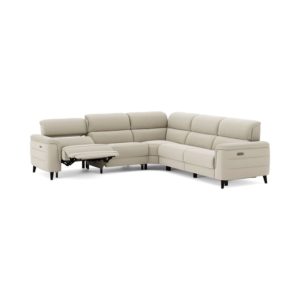 Cassius Large Corner Electric Recliner Sofa with Adjustable Power Headrests in Bella Barley White Fabric 3