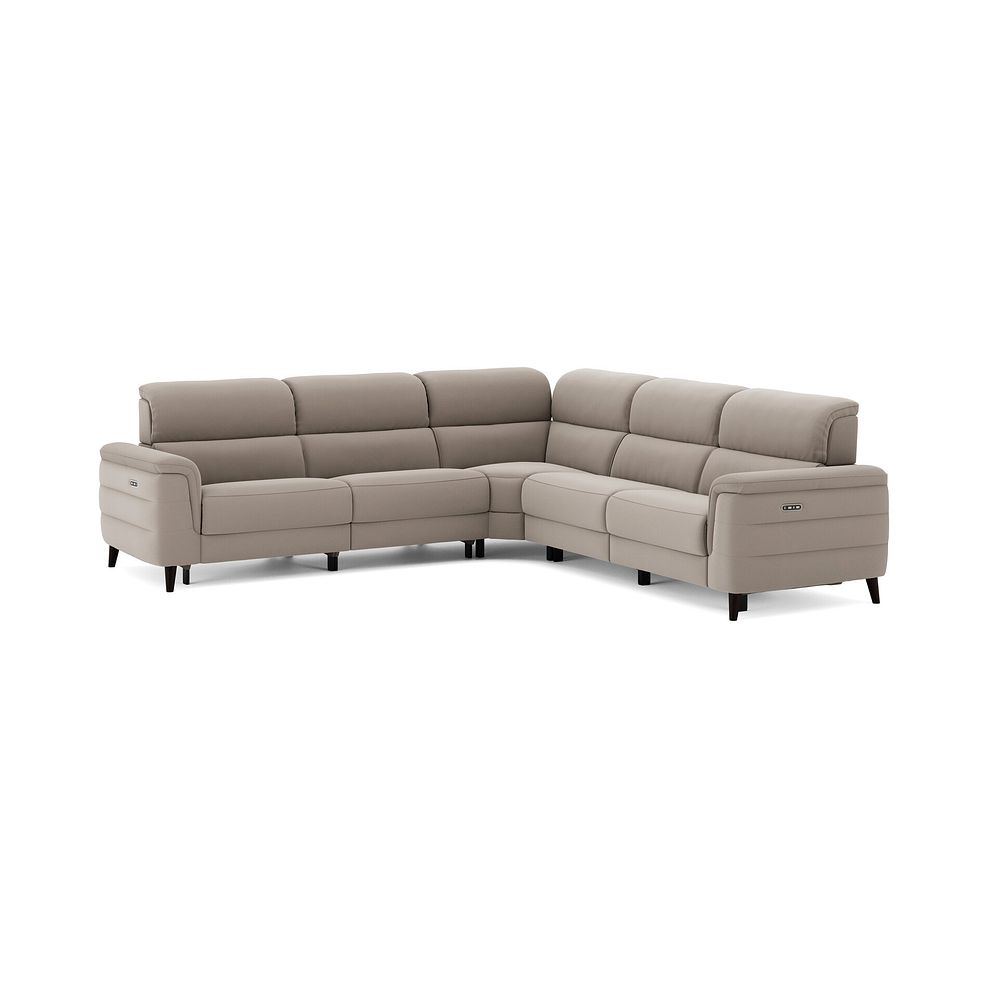 Cassius Large Corner Electric Recliner Sofa with Adjustable Power Headrests in Bella Latte Fabric 2