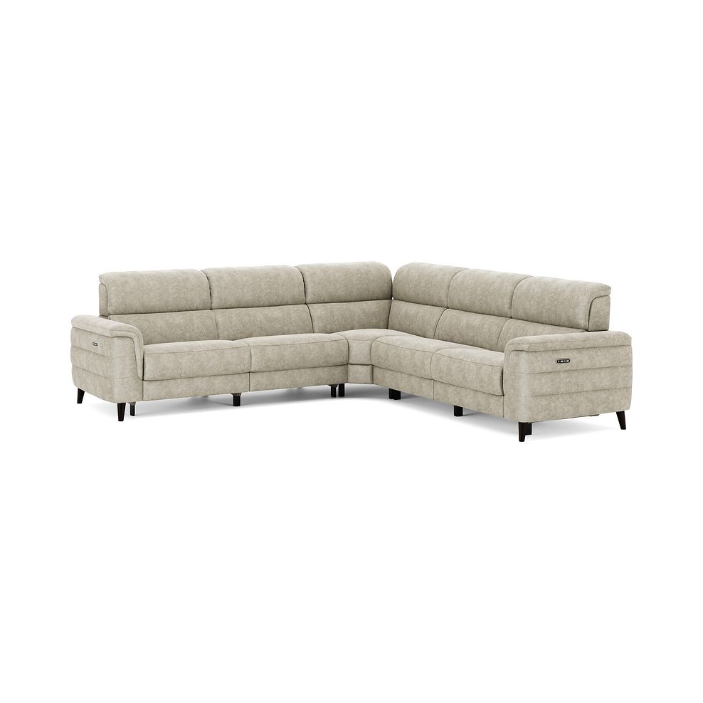 Cassius Large Corner Electric Recliner Sofa with Adjustable Power Headrests in Marble Cream Fabric 2