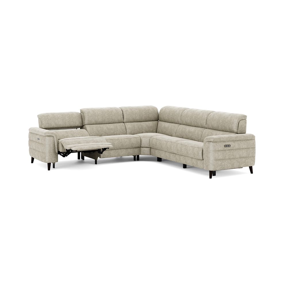 Cassius Large Corner Electric Recliner Sofa with Adjustable Power Headrests in Marble Cream Fabric 3