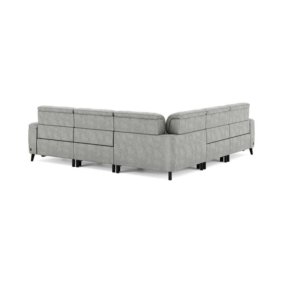 Cassius Large Corner Electric Recliner Sofa with Adjustable Power Headrests in Marble Silver Fabric 6